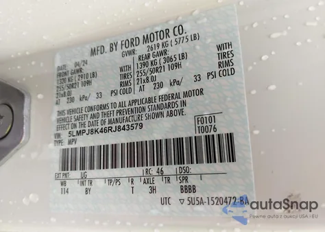 2024 Lincoln Nautilus Reserve from USA, damaged, VIN 5LMPJ8K46RJ843579